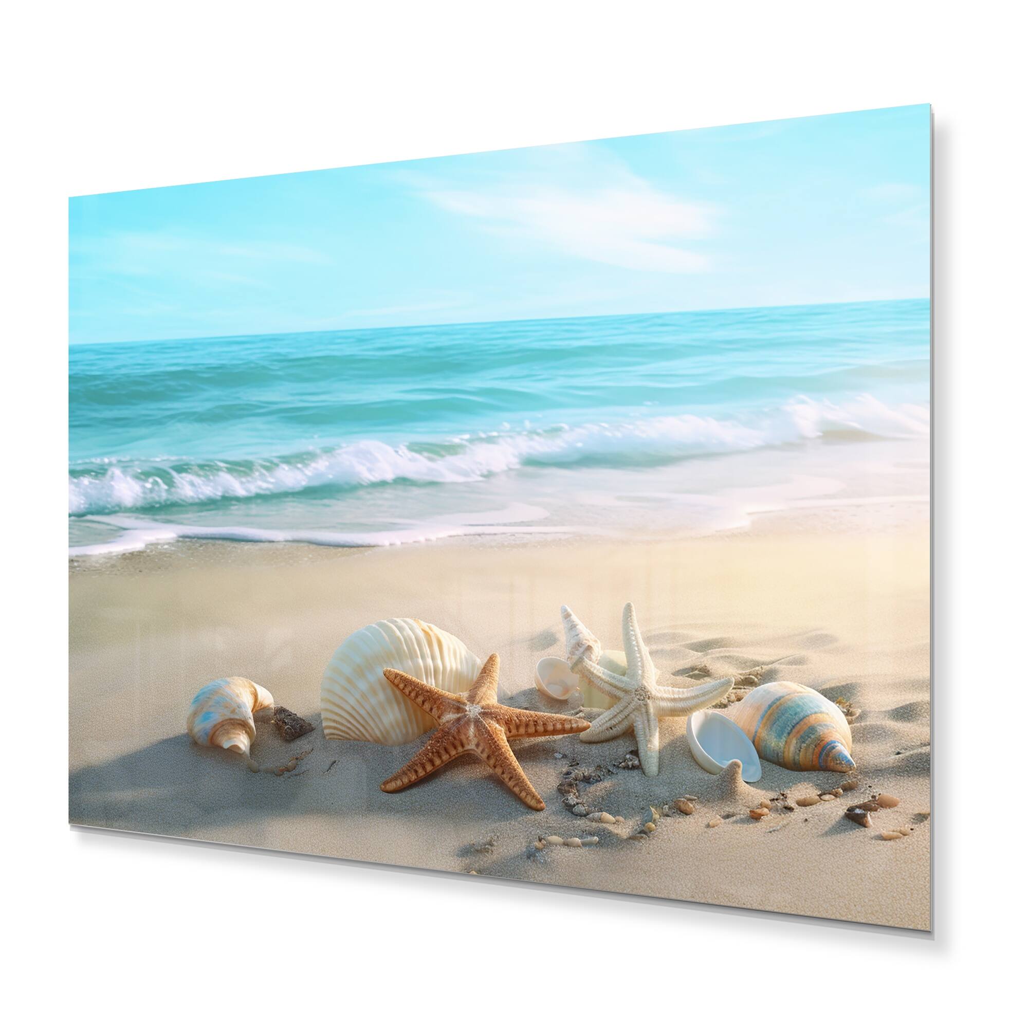 Designart "Coastal Seashore" Modern Landscape Beach Metal Wall Art